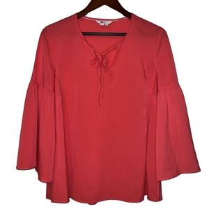 Boden Womens Blouse Boho Popover Sleeve Peachy Pink Sz Medium